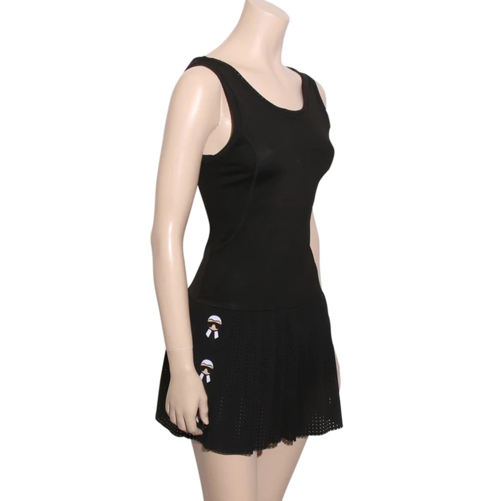 KARL LAGERFELD PERFORATED STRETCH-JERSEY TENNIS DRESS